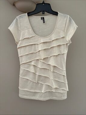 Maurices Cream Layered Ruffle Short-Sleeve Tee